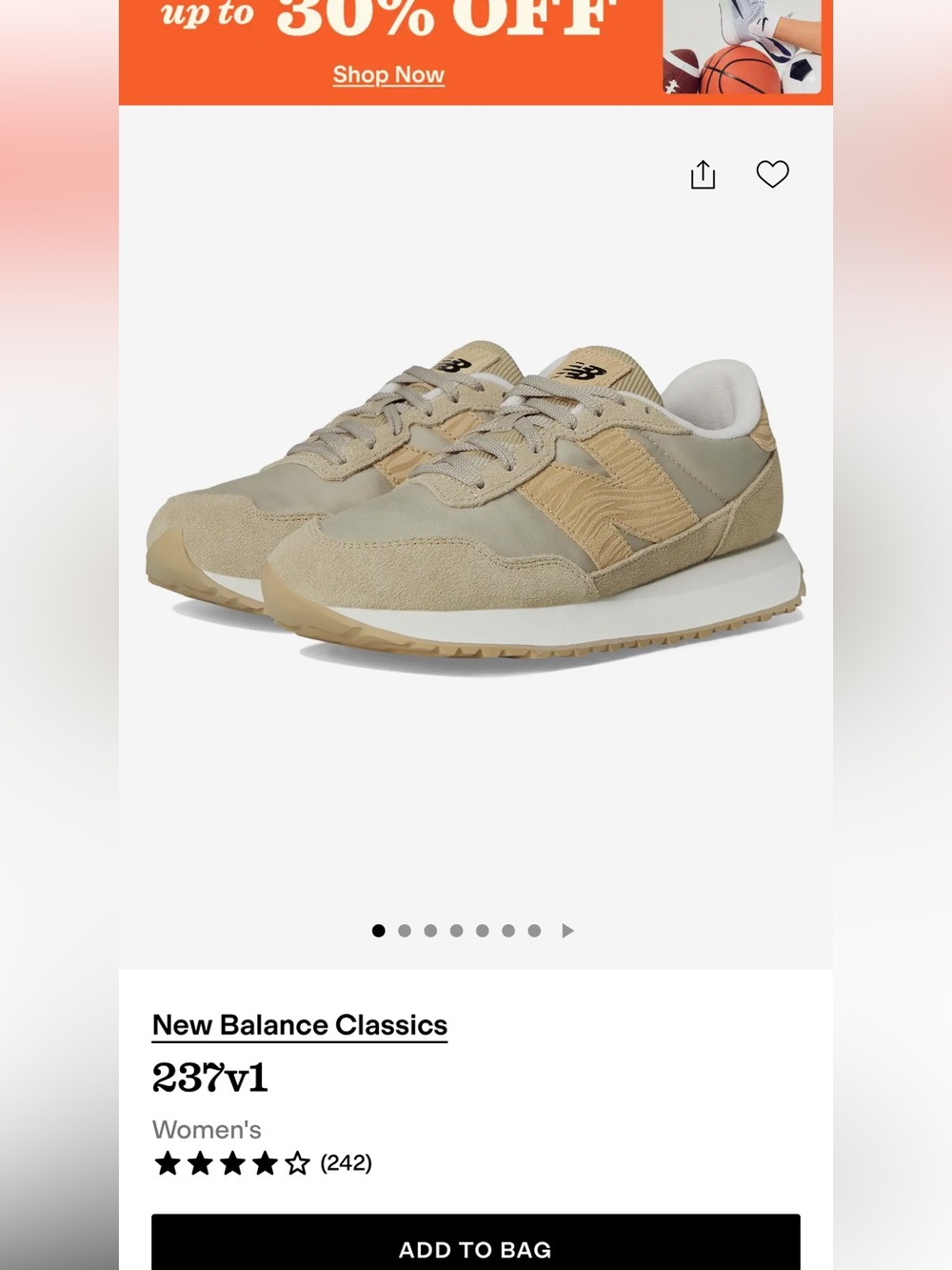 New Balance Beige/Tan Retro Runner Sneakers